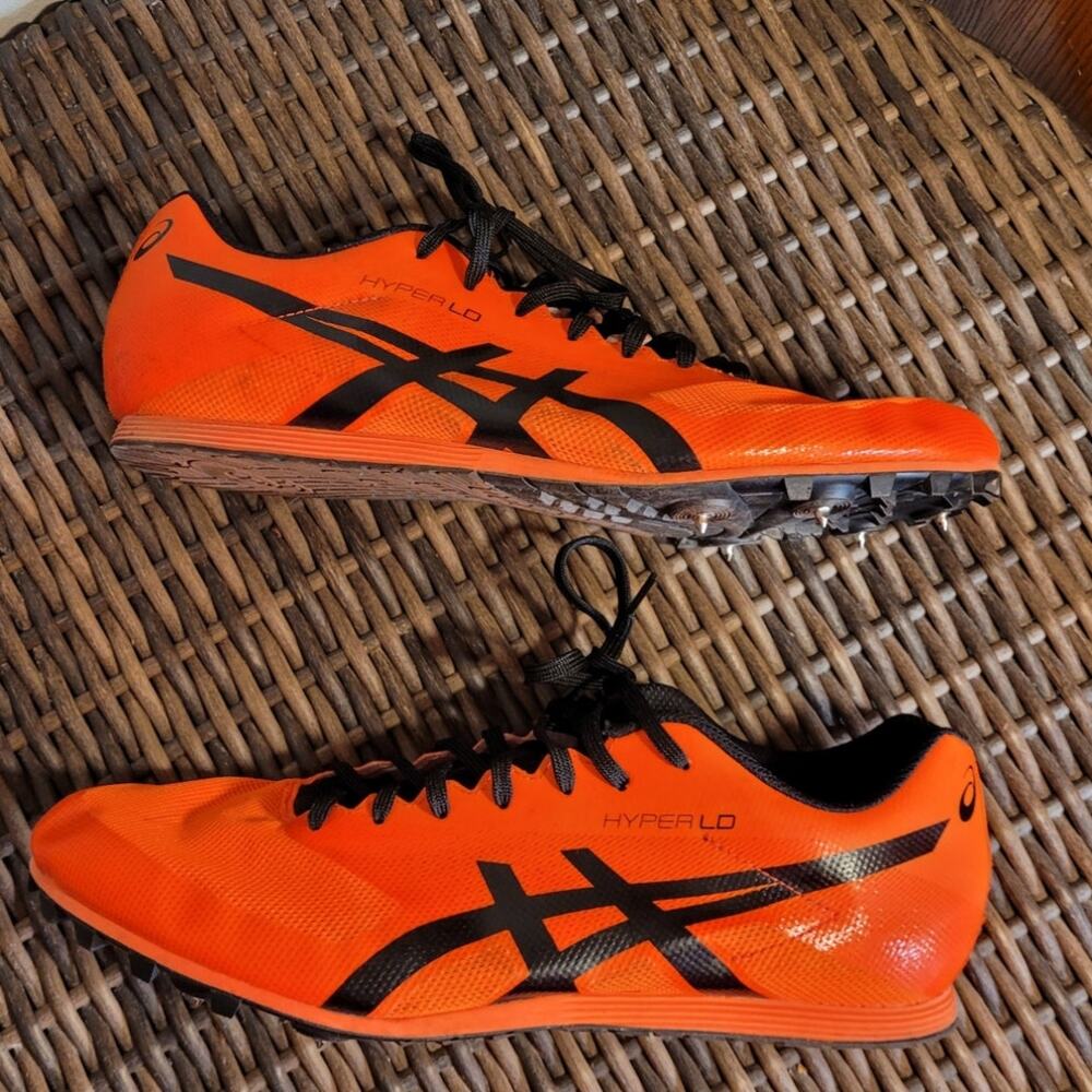 ASICS Hyper LD 6 Track Spikes Men 12 Neon Orange XC  Distance Racing Shoes